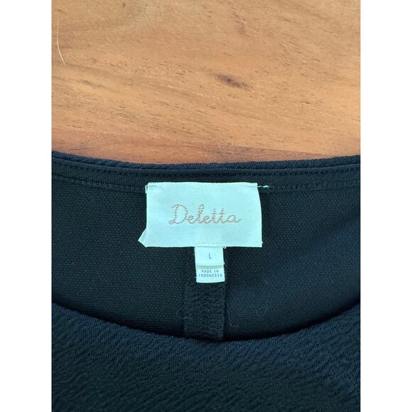 Anthropologie Deletta Ruched Black Blouse Size Large - Picture 4 of 6